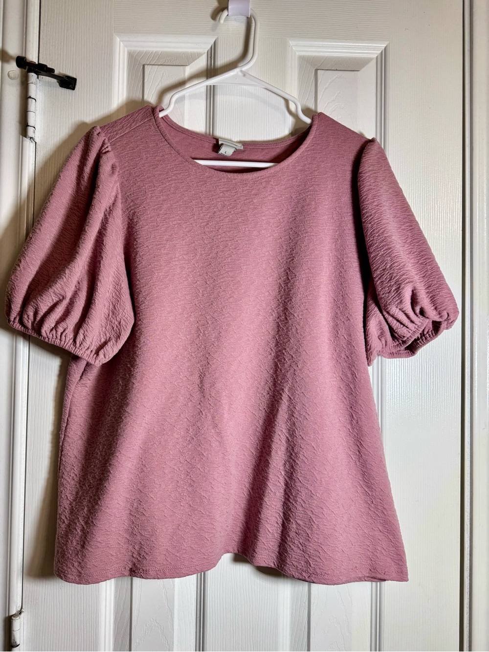 Mauve Pink Puff Sleeve Short Sleeve Top